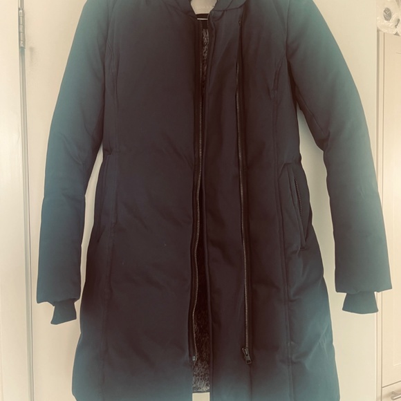Soia & Kyo Sonny Navy slim-Fit Radiant Coat with Hood - Picture 3 of 5